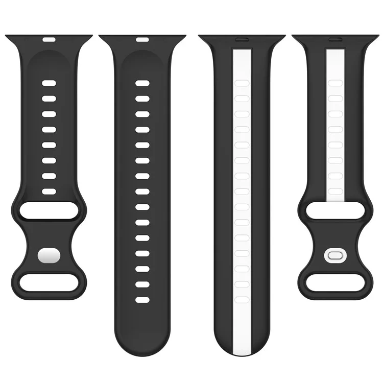 Watch Strap for Apple Watch Series 10 42mm / 9 8 7 41mm / SE (2023) SE (2022) SE 6 5 4 40mm / 3 2 1 38mm Watch Strap Dual Color Silicone Watch Band - Black / White