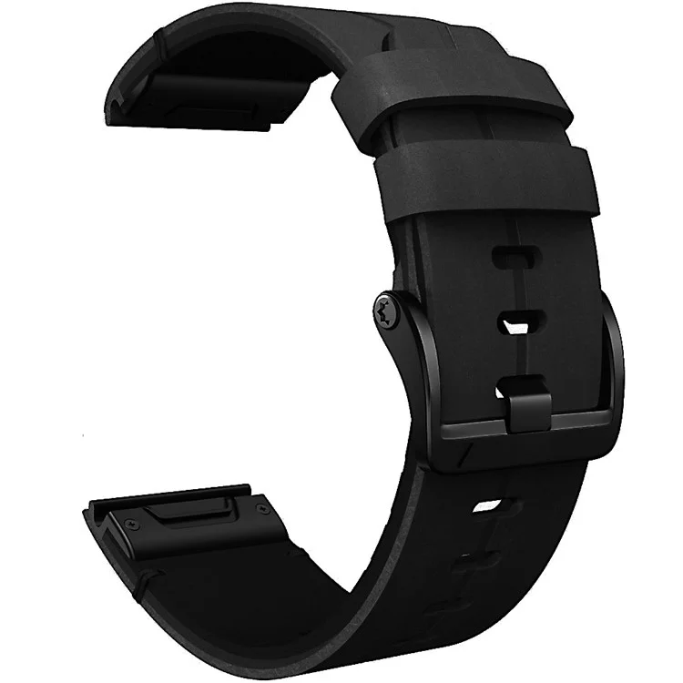 For Garmin Fenix 7X Genuine Leather Watch Band Replacement Wrist Strap - Black