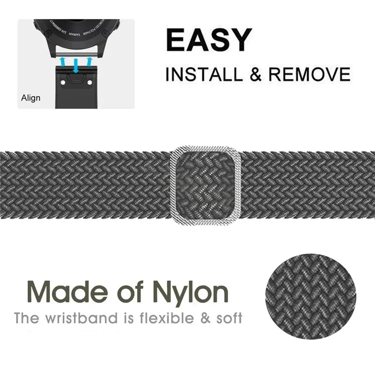Для Garmin Fenix 7X / Fenix 3 / 3 HR Nylon Watch Band Smart Bracelet 26mm Adjustable Strap with Buckle - Denim