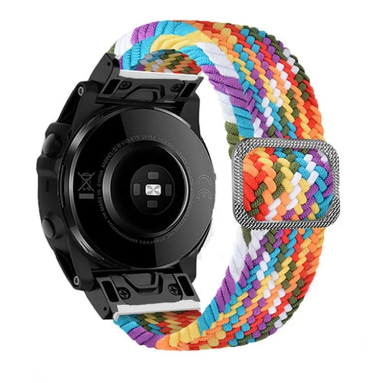 For Garmin Fenix 7 / Epix / Instinct 2 / Approach S62 / Fenix 5 Nylon Strap 22mm Smart Watch Band with Buckle - Rainbow