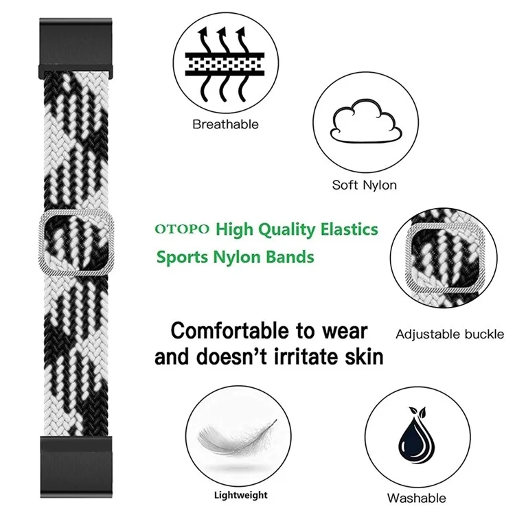 For Garmin Fenix 7 / Epix / Instinct 2 / Approach S62 / Fenix 5 Nylon Strap 22mm Smart Watch Band with Buckle - Red / White