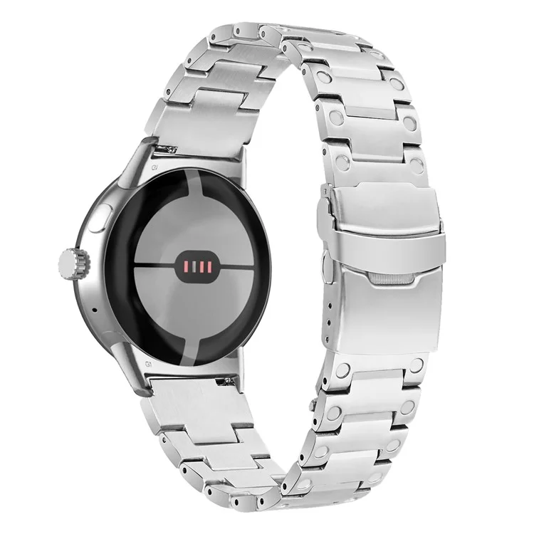 For Google Pixel Watch 2 / Pixel Watch Stainless Steel Watch Strap Three Bead Replacement Watchband - Silver