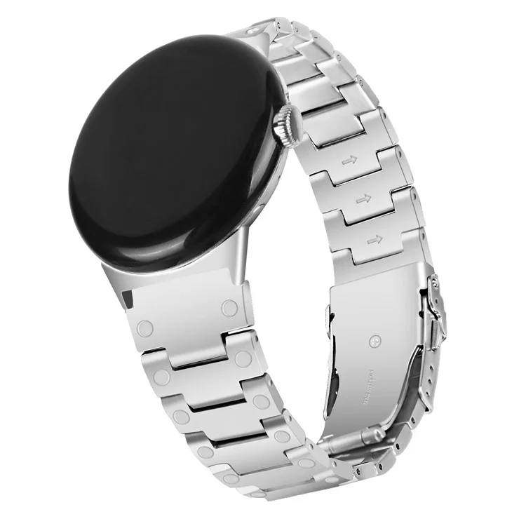 For Google Pixel Watch 2 / Pixel Watch Stainless Steel Watch Strap Three Bead Replacement Watchband - Silver