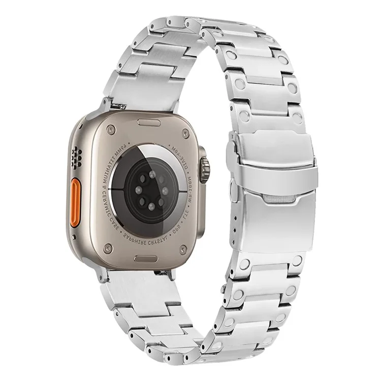 For Apple Watch Series 10 46mm / Ultra 2 Ultra 49mm /  Series 9 8 7 45mm / 6 5 4 SE (2023) SE (2022) SE 44mm / 3 2 1 42mm Watch Strap Stainless Steel Wrist Band - Silver
