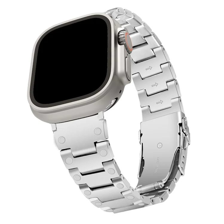 For Apple Watch Series 10 46mm / Ultra 2 Ultra 49mm /  Series 9 8 7 45mm / 6 5 4 SE (2023) SE (2022) SE 44mm / 3 2 1 42mm Watch Strap Stainless Steel Wrist Band - Silver