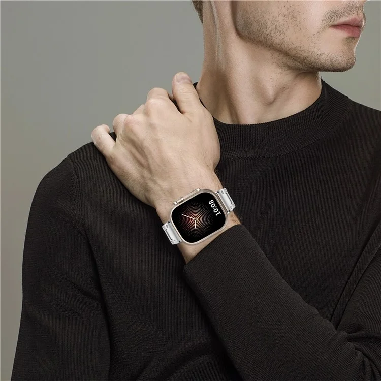 For Apple Watch Series 10 46mm / Ultra 2 Ultra 49mm /  Series 9 8 7 45mm / 6 5 4 SE (2023) SE (2022) SE 44mm / 3 2 1 42mm Watch Strap Stainless Steel Wrist Band - Silver