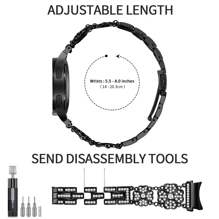 Para Samsung Galaxy Watch6 40mm 44mm / Watch6 Classic 43mm 47mm / Watch 5 40mm 44mm / 5 Pro 45mm Correa de Reloj con Conector - Negro