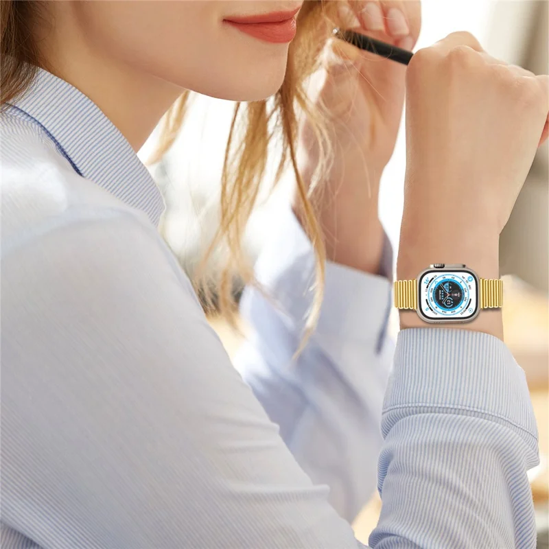 Watch Strap for Apple Watch Series 11 10 42mm / 9 8 7 41mm / SE3 SE2 SE 6 5 4 40mm / 3 2 1 38mm Adjustable Hollow Watch Band - Gold