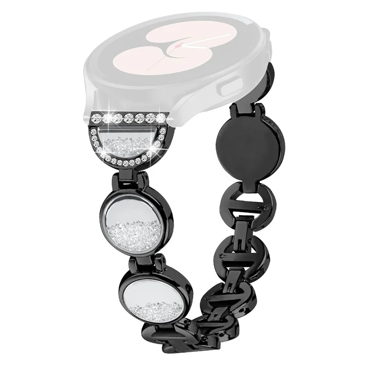 Pour Samsung Galaxy Watch4 Active 40mm 44mm / Watch4 Classic 42mm 46mm Bracelet de montre 20mm Quicksand Rhinestone - Noir