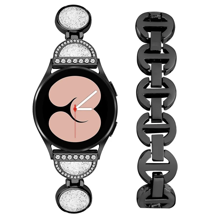 Para Samsung Galaxy Watch4 Ativo 40mm 44mm / Relógio4 Clássico de 42 mm 46mm Watchband 20mm Rethsand Rhinestone Wrist Strap - Preto