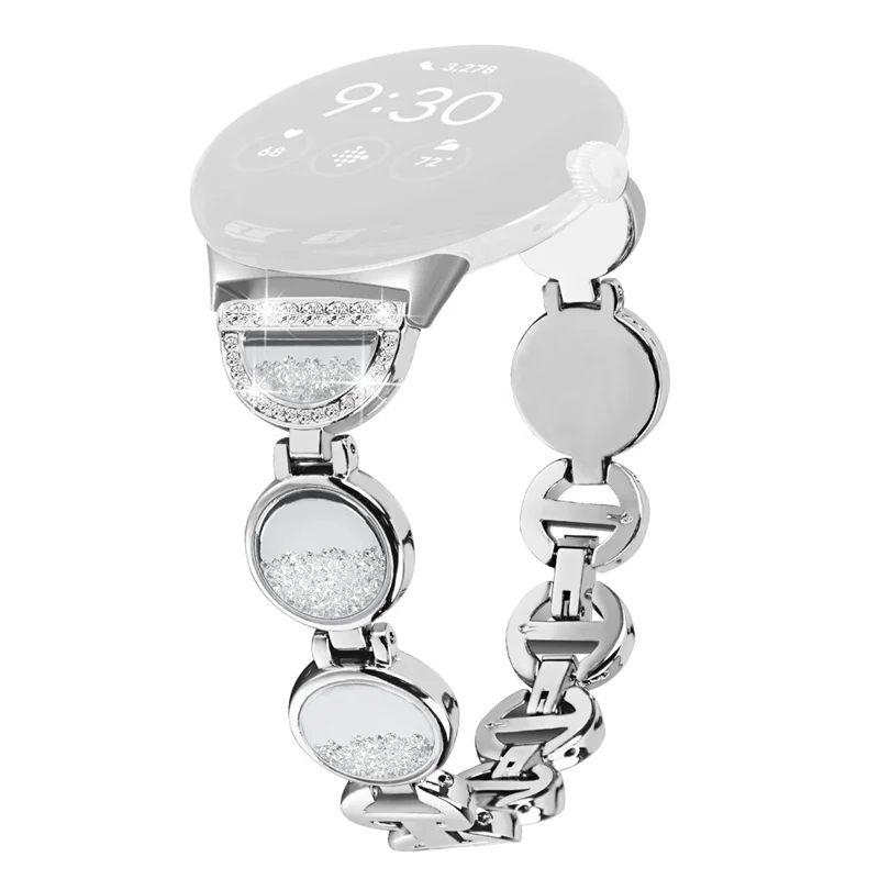 Quicksand Watch Band for Google Pixel Watch 3 41mm / Watch 2 / Pixel Watch Rhinestone Decorated Watch Strap - Silver