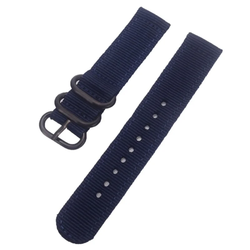 20mm Universal Smart Watch Replacement Nylon Band 3 Buckles Adjustable Wrist Strap (Straight Pin) - Blue