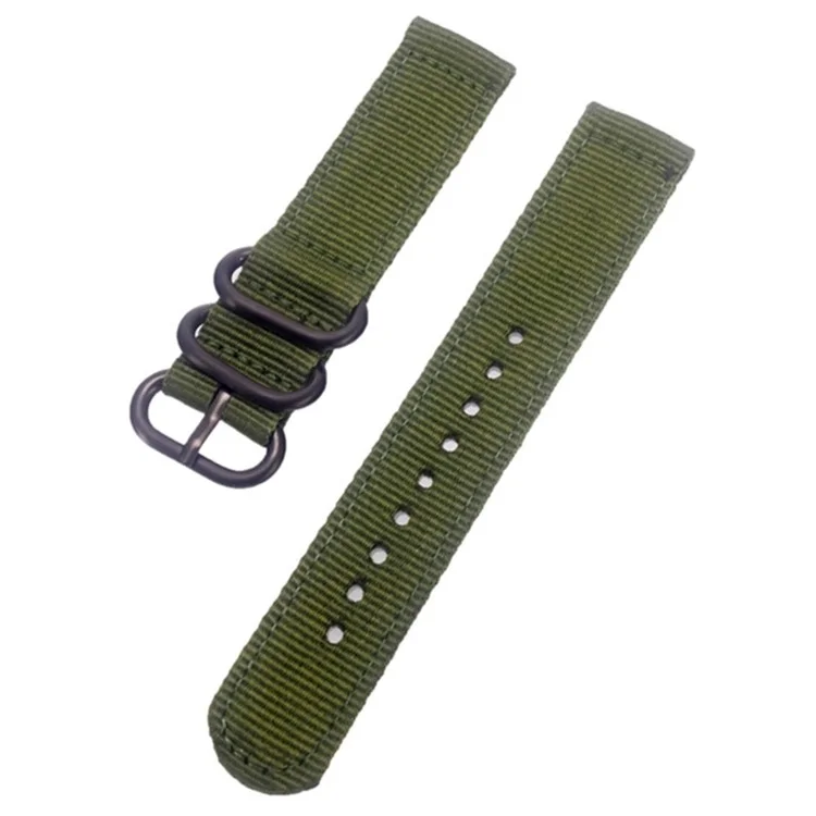 22mm Universal Smartwatch Nylon Wrist Band 3 Buckles Replacement Watch Strap (Straight Pin) - Army Green