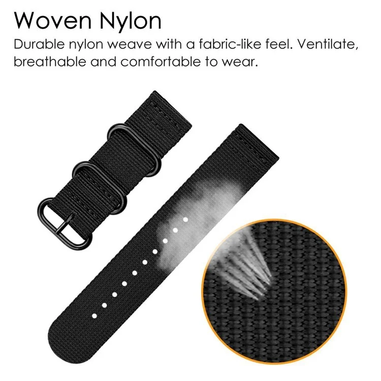 22mm Universal Smartwatch Nylon Wrist Band 3 Buckles Replacement Watch Strap (Straight Pin) - Army Green