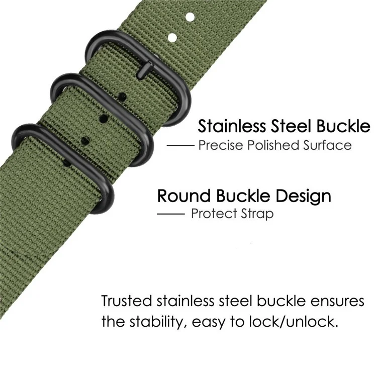 For Suunto 9 / 9 Baro / 7 / D5 Watch Strap 24mm Nylon Watchband Smart Watch Band with Round Buckle - Black / Grey