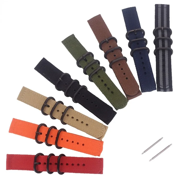 For Suunto 9 / 9 Baro / 7 / D5 Watch Strap 24mm Nylon Watchband Smart Watch Band with Round Buckle - Black / Grey