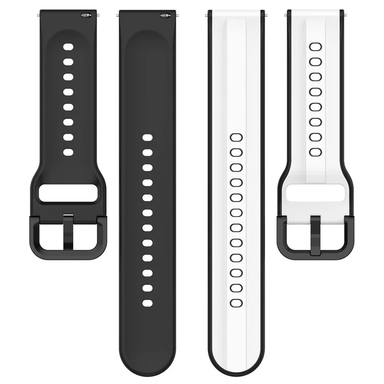 Para Samsung Galaxy Watch3 41mm 45mm / Huawei Watch 3 Correa de Reloj de Silicona Suave 22mm Correa de Reloj de Dos Colores - Blanco / Negro