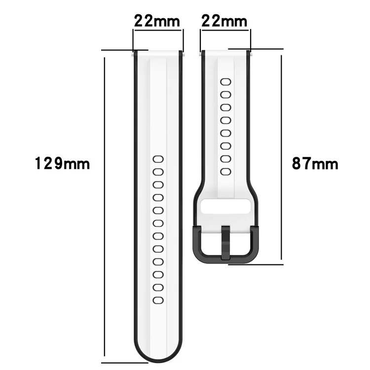 Para Samsung Galaxy Watch3 41mm 45mm / Huawei Watch 3 Correa de Reloj de Silicona Suave 22mm Correa de Reloj de Dos Colores - Blanco / Negro