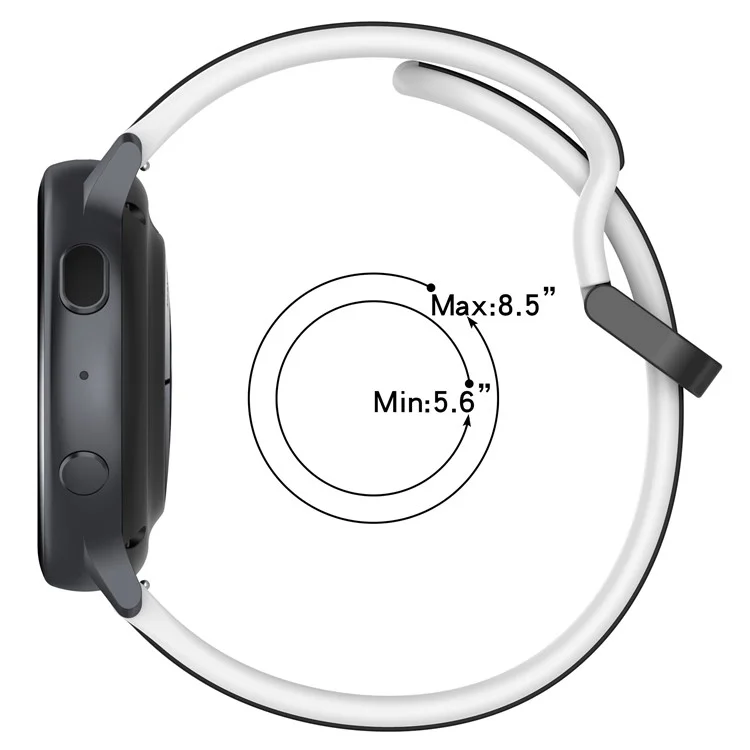 Para Samsung Galaxy Watch3 41mm 45mm / Huawei Watch 3 Correa de Reloj de Silicona Suave 22mm Correa de Reloj de Dos Colores - Blanco / Negro