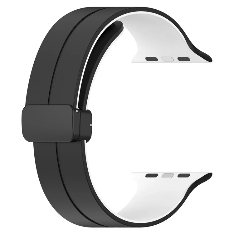 Watch Strap for Apple Watch Series 10 42mm / 9 8 7 41mm / SE (2023) SE (2022) SE 6 5 4 40mm / 3 2 1 38mm Bi-Color Silicone Magnetic Buckle Wrist Band - Black / White