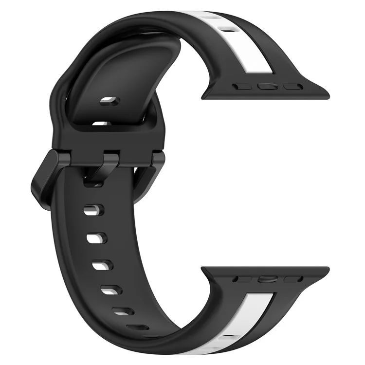 Для Apple Watch Series 10 46 мм / Ultra 2 Ultra 49 мм / Series 9 8 7 45 мм / 6 5 4 SE (2023) SE (2022) SE 44 мм / 3 2 1 42 мм Силиконовый ремешок Двухцветный Watchband - Черный / Белый
