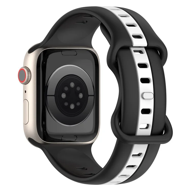 For Apple Watch Ultra 3 2 1 49mm / Series 11 10 46mm / 9 8 7 45mm / SE3 SE2 SE 6 5 4 44mm / 3 2 1 42mm Watch Strap Dual Color Silicone Watch Band - Black / White