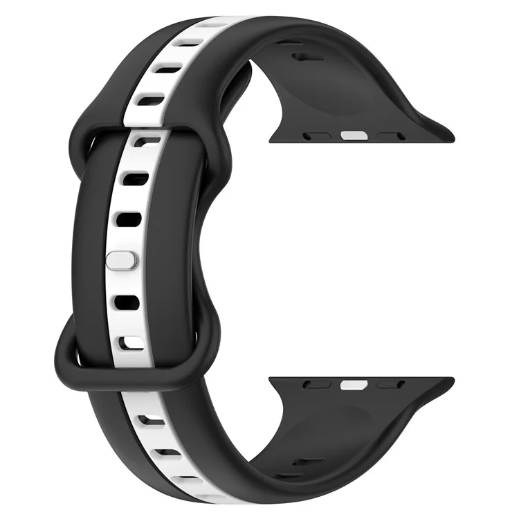 For Apple Watch Ultra 3 2 1 49mm / Series 11 10 46mm / 9 8 7 45mm / SE3 SE2 SE 6 5 4 44mm / 3 2 1 42mm Watch Strap Dual Color Silicone Watch Band - Black / White