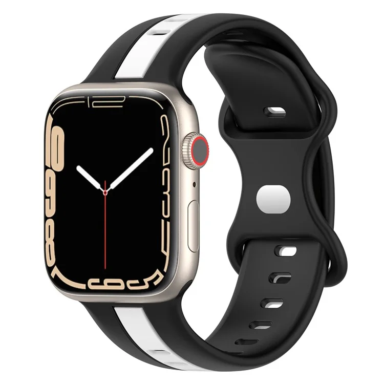 For Apple Watch Ultra 3 2 1 49mm / Series 11 10 46mm / 9 8 7 45mm / SE3 SE2 SE 6 5 4 44mm / 3 2 1 42mm Watch Strap Dual Color Silicone Watch Band - Black / White