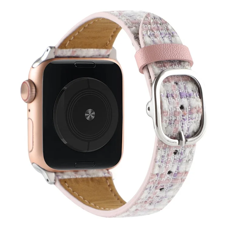 Pour Apple Watch Series 10 46mm / Ultra 2 Ultra 49mm / Series 9 8 7 45mm / 6 5 4 SE (2023) SE (2022) SE 44mm / 3 2 1 42mm Bracelet en peluche à motif quadrillé - Rose