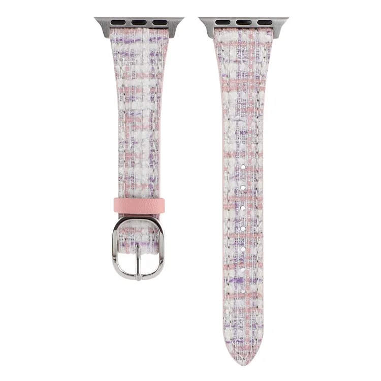 Pour Apple Watch Series 10 46mm / Ultra 2 Ultra 49mm / Series 9 8 7 45mm / 6 5 4 SE (2023) SE (2022) SE 44mm / 3 2 1 42mm Bracelet en peluche à motif quadrillé - Rose