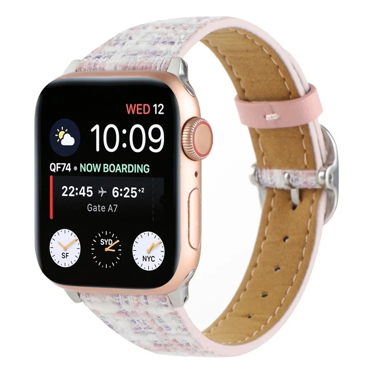Pour Apple Watch Series 10 46mm / Ultra 2 Ultra 49mm / Series 9 8 7 45mm / 6 5 4 SE (2023) SE (2022) SE 44mm / 3 2 1 42mm Bracelet en peluche à motif quadrillé - Rose