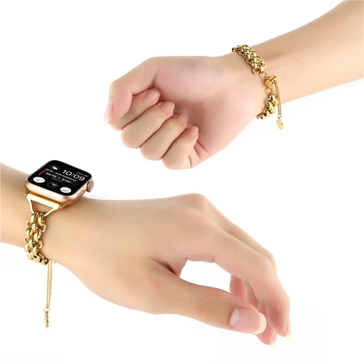 Watch Strap for Apple Watch Series 10 42mm / 9 8 7 41mm / SE (2023) SE (2022) SE 6 5 4 40mm / 3 2 1 38mm Metal Watch Strap Bracelet - Gold