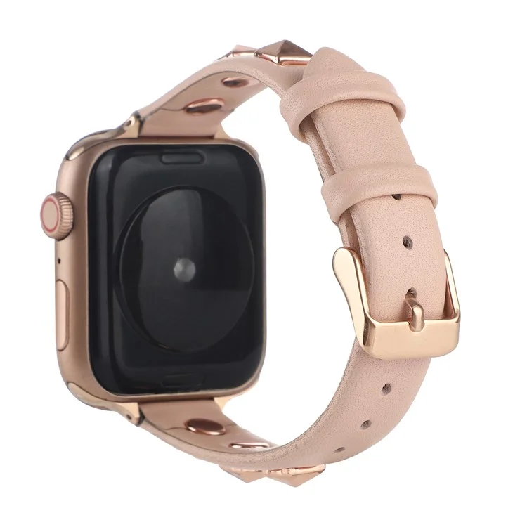 Watch Strap for Apple Watch Series 11 10 42mm / 9 8 7 41mm / SE3 SE2 SE 6 5 4 40mm / 3 2 1 38mm Genuine Leather Watch Strap Replacement - Pink