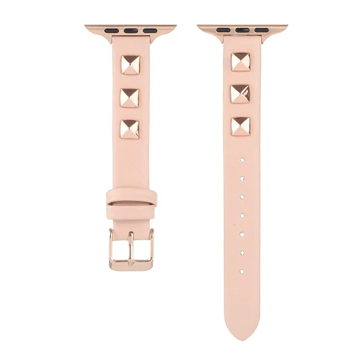 Watch Strap for Apple Watch Series 11 10 42mm / 9 8 7 41mm / SE3 SE2 SE 6 5 4 40mm / 3 2 1 38mm Genuine Leather Watch Strap Replacement - Pink