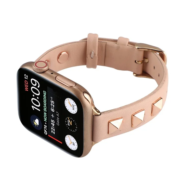 Watch Strap for Apple Watch Series 11 10 42mm / 9 8 7 41mm / SE3 SE2 SE 6 5 4 40mm / 3 2 1 38mm Genuine Leather Watch Strap Replacement - Pink