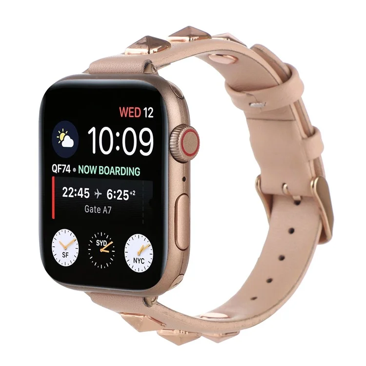 Watch Strap for Apple Watch Series 11 10 42mm / 9 8 7 41mm / SE3 SE2 SE 6 5 4 40mm / 3 2 1 38mm Genuine Leather Watch Strap Replacement - Pink
