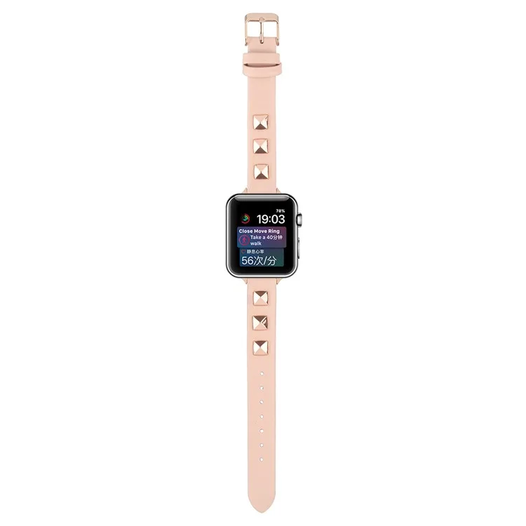 Watch Strap for Apple Watch Series 11 10 42mm / 9 8 7 41mm / SE3 SE2 SE 6 5 4 40mm / 3 2 1 38mm Genuine Leather Watch Strap Replacement - Pink