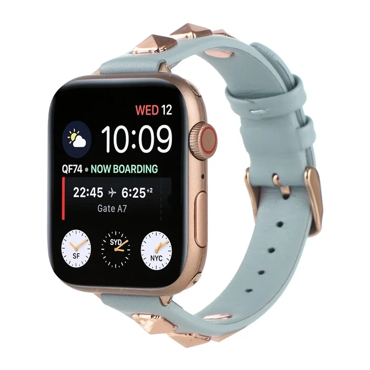 Watch Strap for Apple Watch Series 11 10 42mm / 9 8 7 41mm / SE3 SE2 SE 6 5 4 40mm / 3 2 1 38mm Genuine Leather Watch Strap Replacement - Baby Blue