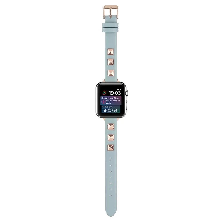 Watch Strap for Apple Watch Series 11 10 42mm / 9 8 7 41mm / SE3 SE2 SE 6 5 4 40mm / 3 2 1 38mm Genuine Leather Watch Strap Replacement - Baby Blue