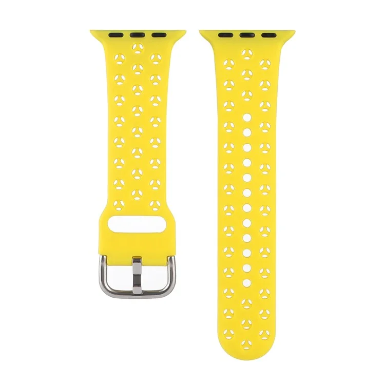 Silicone Watch Band for Apple Watch Series 10 46mm / Ultra 2 Ultra 49mm /  Series 9 8 7 45mm / 6 5 4 SE (2023) SE (2022) SE 44mm / 3 2 1 42mm , Hollow Replacement Strap - Yellow