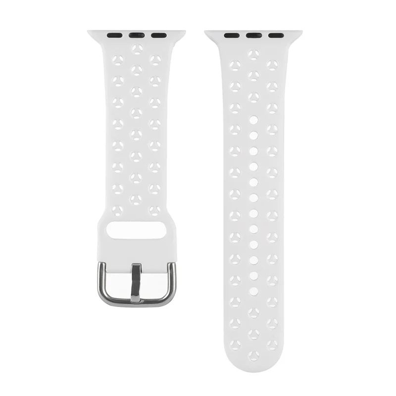 Correas deportivas para Apple Watch Series 11 10 42 mm / 9 8 7 41 mm / SE3 SE2 SE 6 5 4 40 mm / 3 2 1 38 mm, correa de reloj impermeable hueca de silicona suave - Blanco