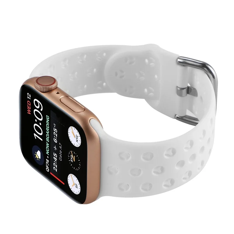 Correas deportivas para Apple Watch Series 11 10 42 mm / 9 8 7 41 mm / SE3 SE2 SE 6 5 4 40 mm / 3 2 1 38 mm, correa de reloj impermeable hueca de silicona suave - Blanco