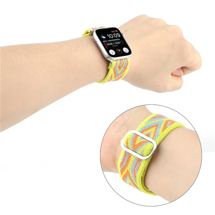 For Apple Watch Series 10 46mm / Ultra 2 Ultra 49mm /  Series 9 8 7 45mm / 6 5 4 SE (2023) SE (2022) SE 44mm / 3 2 1 42mm Watch Strap Elastic Nylon Band - Style B
