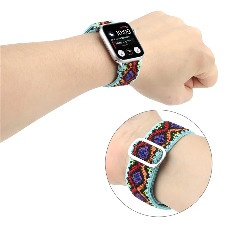 Bracelet de montre pour Apple Watch Série 10 42mm / 9 8 7 41mm / SE (2023) SE (2022) SE 6 5 4 40mm / 3 2 1 38mm Élastique Nylon Tressé Bracelet de montre - Style C
