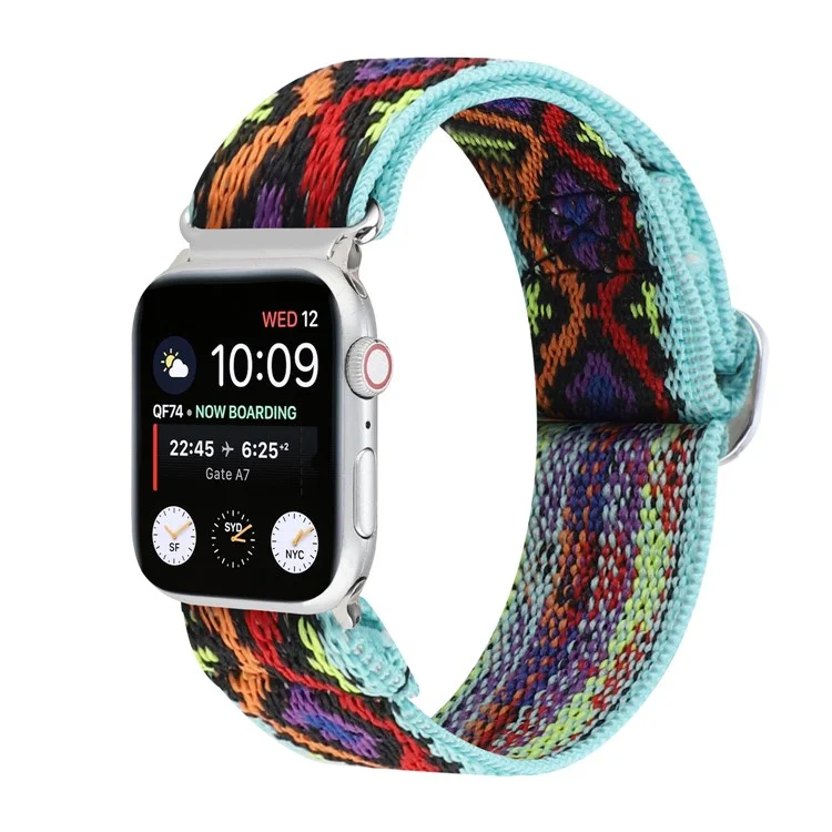 Bracelet de montre pour Apple Watch Série 10 42mm / 9 8 7 41mm / SE (2023) SE (2022) SE 6 5 4 40mm / 3 2 1 38mm Élastique Nylon Tressé Bracelet de montre - Style C