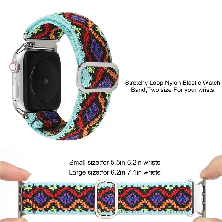 Bracelet de montre pour Apple Watch Série 10 42mm / 9 8 7 41mm / SE (2023) SE (2022) SE 6 5 4 40mm / 3 2 1 38mm Élastique Nylon Tressé Bracelet de montre - Style C