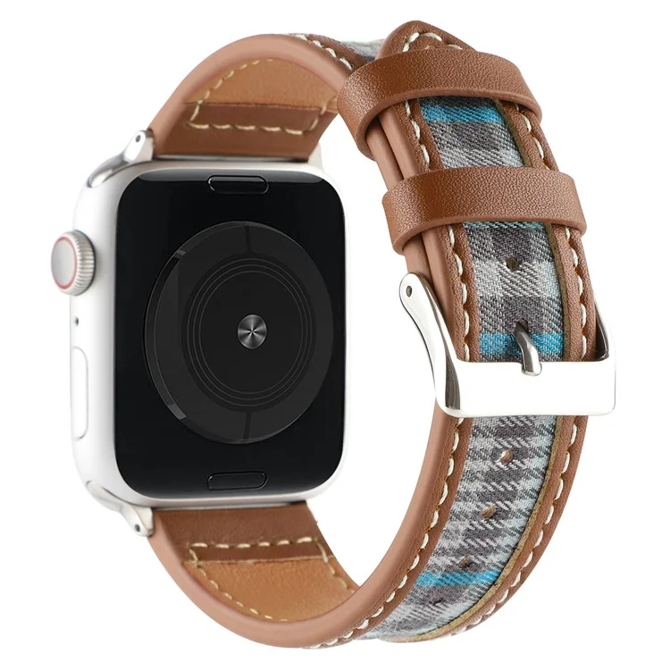 Watch Strap for Apple Watch Series 10 42mm / 9 8 7 41mm / SE (2023) SE (2022) SE 6 5 4 40mm / 3 2 1 38mm Cloth+Leather Band - Style A