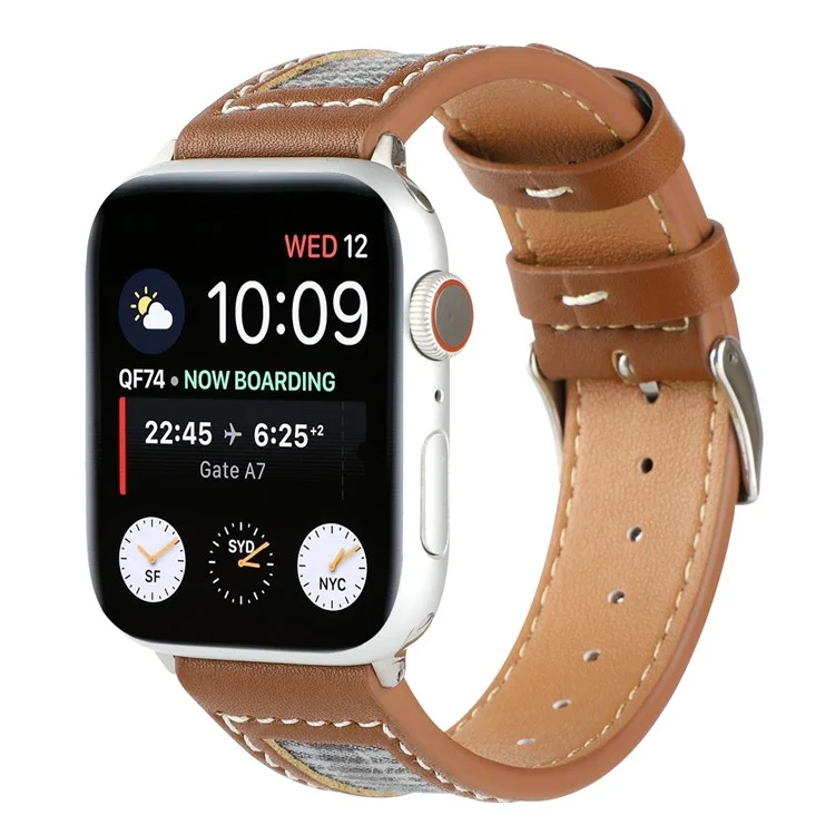 Watch Strap for Apple Watch Series 10 42mm / 9 8 7 41mm / SE (2023) SE (2022) SE 6 5 4 40mm / 3 2 1 38mm Cloth+Leather Band - Style A