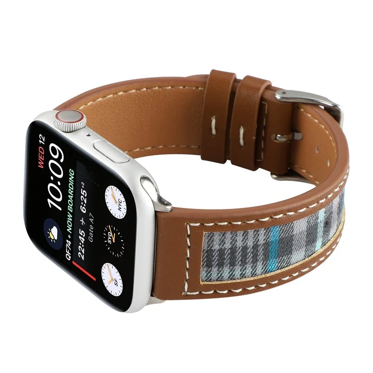 Watch Strap for Apple Watch Series 10 42mm / 9 8 7 41mm / SE (2023) SE (2022) SE 6 5 4 40mm / 3 2 1 38mm Cloth+Leather Band - Style A