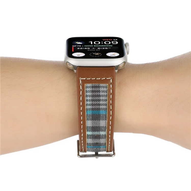 Watch Strap for Apple Watch Series 10 42mm / 9 8 7 41mm / SE (2023) SE (2022) SE 6 5 4 40mm / 3 2 1 38mm Cloth+Leather Band - Style A